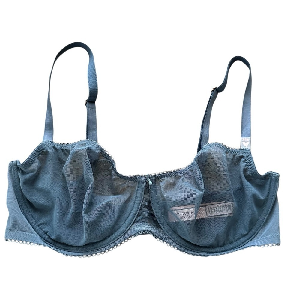 NWT Victorias Secret 36 D Dream Angels Blue Sheer Balconette Underwire Bra New